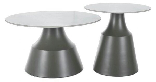 Set 2 masute ITAKA, alb/gri, ceramica/metal
