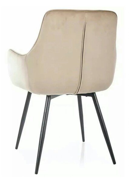Scaun bej tapitat LEMON, stofa catifelata/metal, 57x47x85 cm