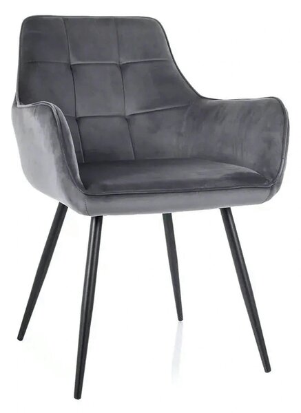 Scaun gri inchis LEMON, stofa catifelata/metal, 57x47x85 cm