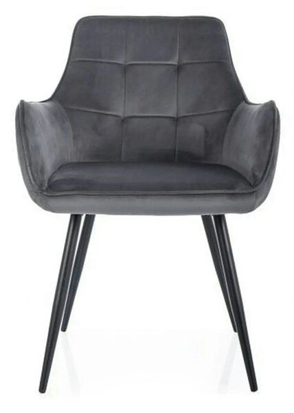 Scaun gri inchis LEMON, stofa catifelata/metal, 57x47x85 cm
