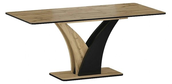 Masa extensibila VENTO, stejar artisan/negru, PAL, 120-160x68x76 cm