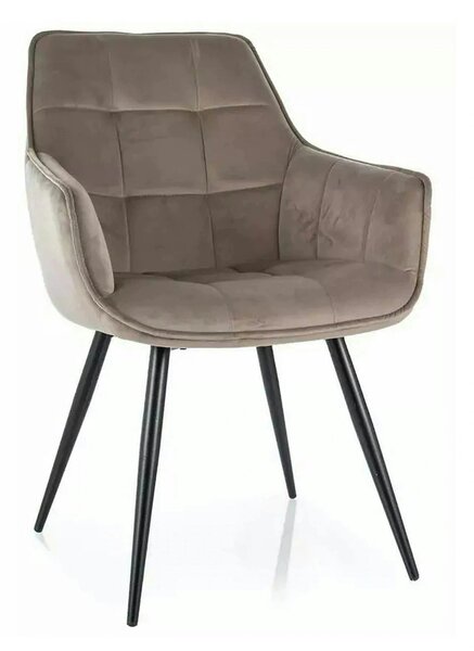 Scaun LILIA, bej inchis/negru, stofa catifelata/metal, 59x45x90 cm