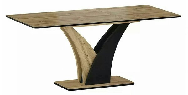 Masa extensibila VENTO, stejar artisan/negru, PAL, 120-160x68x76 cm