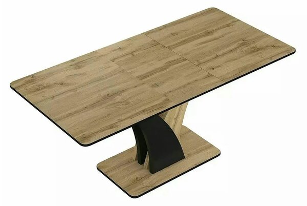 Masa extensibila VENTO, stejar artisan/negru, PAL, 120-160x68x76 cm
