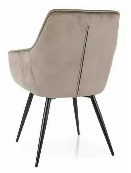 Scaun LILIA, bej inchis/negru, stofa catifelata/metal, 59x45x90 cm
