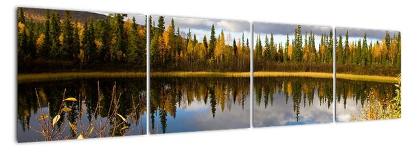 Tablou de perete - pădure iaz (160x40cm)