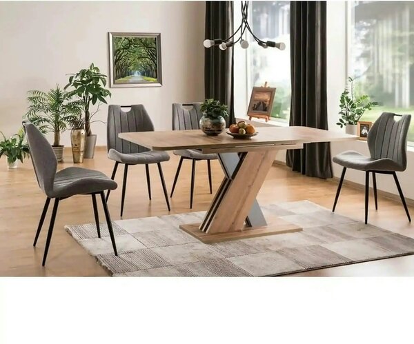Masa extensibila EXEL, stejar wotan/argintiu, PAL laminat, 140/180x85x