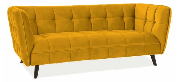 Canapea CASTELLO 3, galben/wenge, stofa catifelata/lemn/PAL, 200x85x7