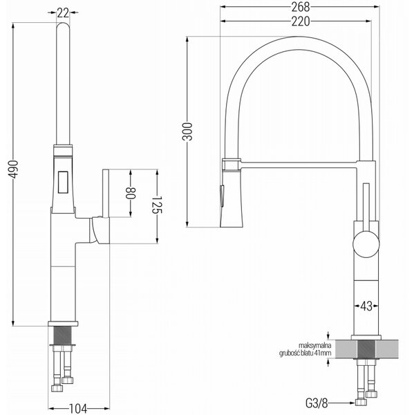 Mexen Dina baterie de bucătărie, neagră - 672701-70