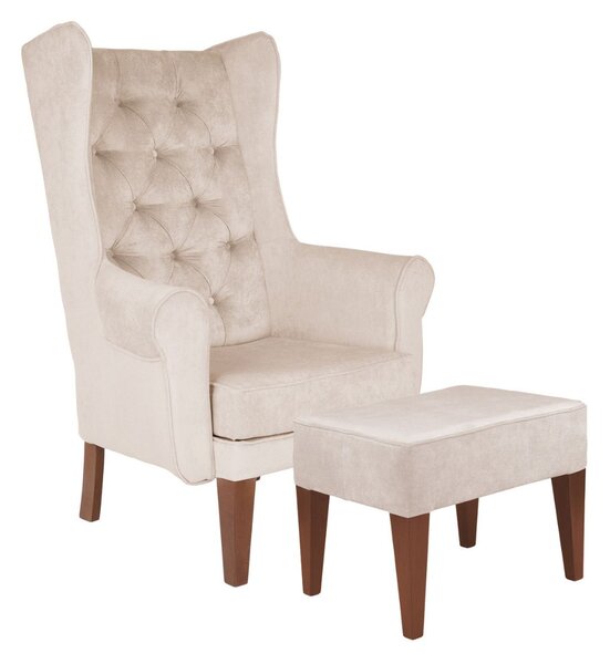 Set: Fotoliu Wingback Chesterfield + Taburet Wingback (expediere rapidă)