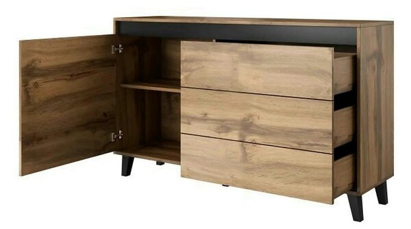 Comoda NORD, stejar wotan/gri antracit, PAL laminat, 138x38x83 cm