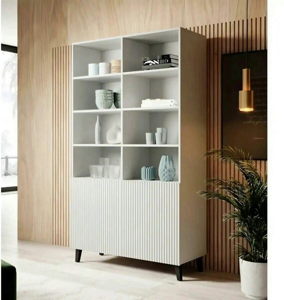 Biblioteca PAFOS, alb, PAL laminat, 101x40x177 cm