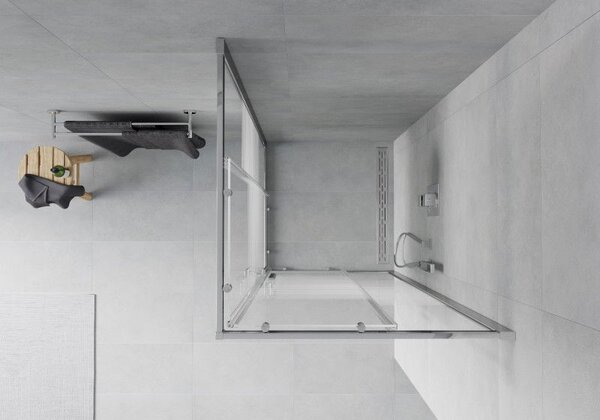 Mexen Rio cabina de duș pătrată 90 x 90 cm, dungi albe, crom - 860-090-090-01-20
