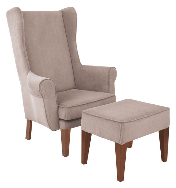 Set: Fotoliu Wingback Reiat + Taburet Wingback Reiat (expediere rapidă)