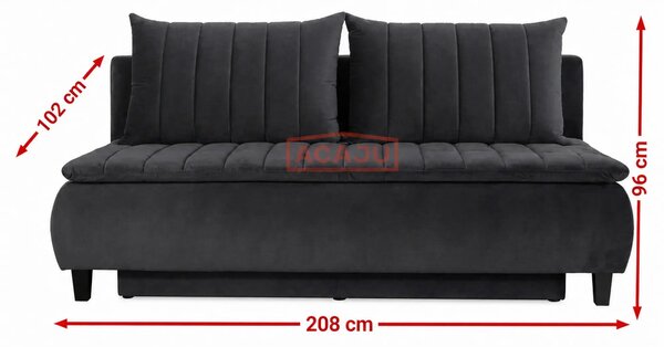 Canapea extensibila HARRY, stofa catifelata gri grafit - Element 22, l