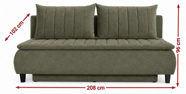 Canapea extensibila HARRY, stofa catifelata verde - Element 11, lada d