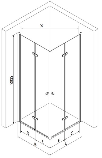 Mexen Lima Duo cabină de duș pliabilă 80 x 70 cm, transparent, crom + cadă Flat - 856-080-070-01-02-4010