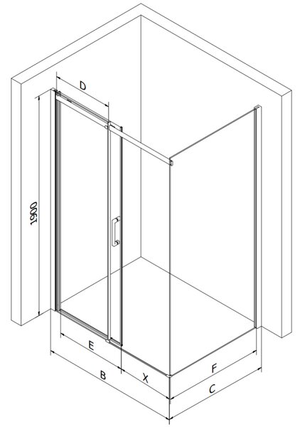 Mexen Omega cabina de duș glisantă 100 x 80 cm, grafit, crom + cadă de duș Flat, negru - 825-100-080-01-40-4070