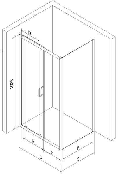 Mexen Apia, cabină de duș cu ușă glisantă 110 (uşă) x 70 (perete) cm, sticlă transparentă 6 mm, profil auriu + cadă de duș SLIM neagră, 840-110-070-5…