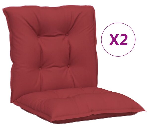 Perne scaun cu spătar scund, 2 buc., roșu, 100x50x7 cm, textil