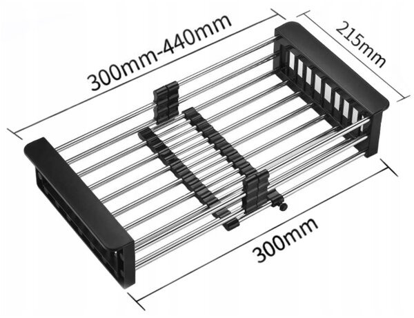 Mexen scurgător de bucătărie telescopic cu lățime reglabilă, negru - 660730-70