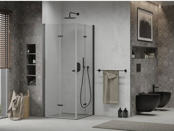 Mexen Lima Duo cabină de duș pliabilă 70 x 70 cm, transparent, negru - 856-070-070-70-00-02