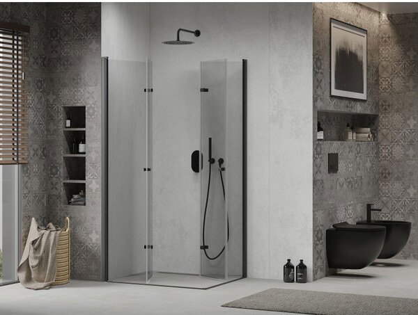 Mexen Lima Duo cabină de duș pliabilă 80 x 70 cm, transparentă, neagră - 856-080-070-70-00-02