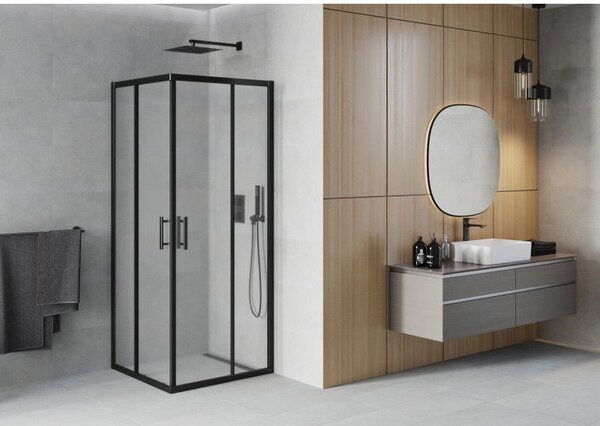 Mexen Rio cabina de duș pătrată 70 x 70 cm, satinat, negru - 860-070-070-70-30