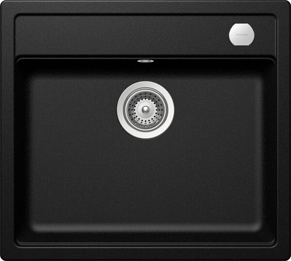 Chiuveta bucatarie Schock Mono N-100 Cristadur Magma 570 x 510 mm cu sifon automat, granit, montare pe blat, negru metalizat