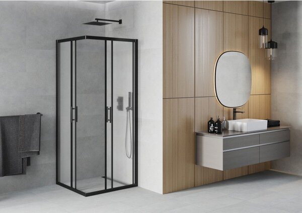 Mexen Rio cabina de duș pătrată 70 x 70 cm, satinat, negru - 860-070-070-70-30