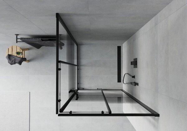 Mexen Rio cabina de duș pătrată 90 x 90 cm, dungi negre, neagră - 860-090-090-70-20