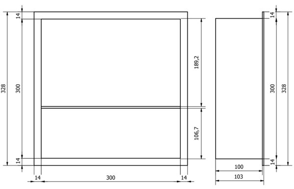 Mexen X-Wall-R raft încastrat cu flanșă și raft 30 x 30 cm, auriu periat - 1950303010S