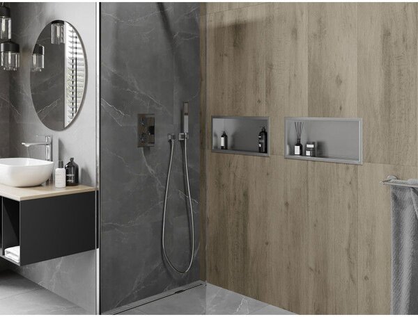 Mexen X-Wall-R poliță încastrată cu flanșă 45 x 20 cm, inox - 1910452010