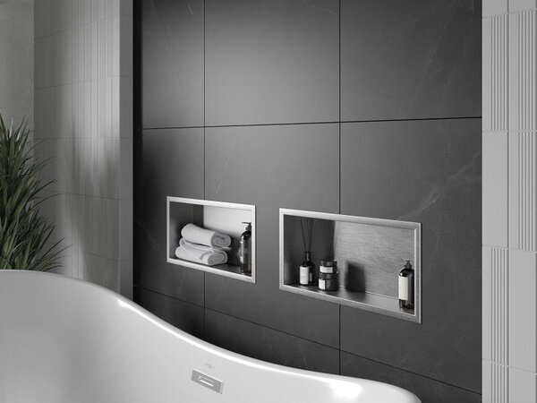 Mexen X-Wall-R poliță încastrată cu flanșă 45 x 20 cm, inox - 1910452010