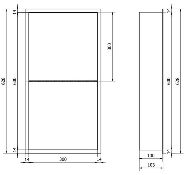 Mexen X-Wall-R raft de nișă cu flanșă și raft 60 x 30 cm, auriu periat - 1950603010S
