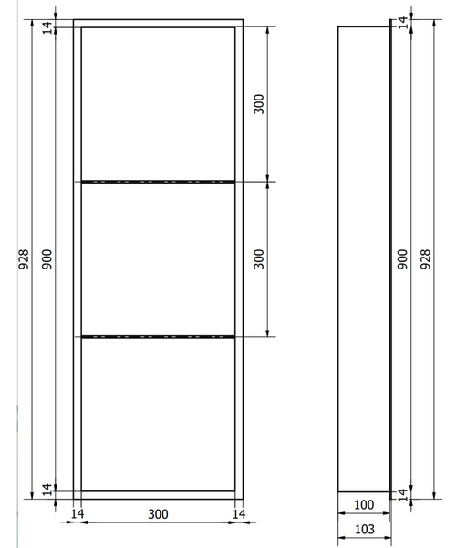 Mexen X-Wall-R, raft încastrat cu flanșă 90 x 30 cm, grafit mat - 19E0903010S
