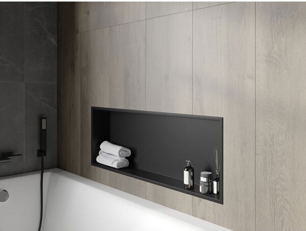 Mexen X-Wall-R, raft de perete incorporat cu guler 90 x 30 cm, negru mat, 1970903010