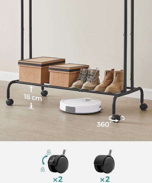 Cuier multifunctional pe roti negru UBRA