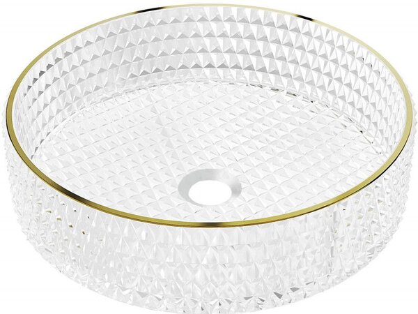Mexen Aura lavoar din sticlă pe blat 39 x 39 cm, transparent/auriu - 24013905