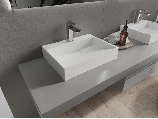 Mexen Ava lavoar de blat din conglomerat 1/O 50 x 38 cm, alb - 23015001