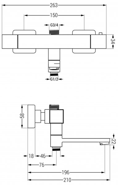 Baterie termostatică pentru baie/duș Mexen CUBE, crom, 77910-00