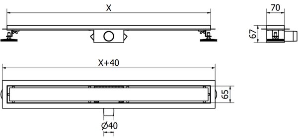 Mexen Flat corp pentru drenaj liniar 50 cm, cupru periat - 1C15050