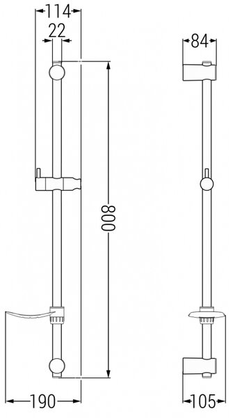 Tijă de duș Mexen DF 80 cm cu săpun, fără baterie, grafit, 79382-66