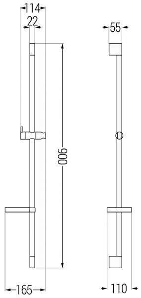 Tijă de duș Mexen DS 90 cm cu săpun, fără baterie, neagră, 79383-70