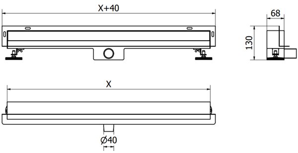 Mexen Flat Wall, rigola de duș montată pe perete 2 în 1, 50 cm, auriu mat, 1A30050