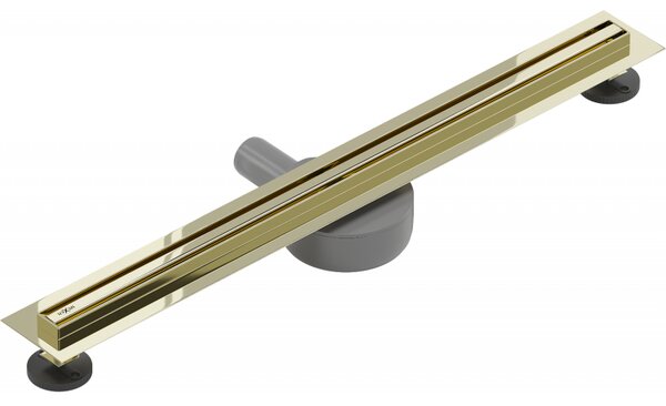 Sifon de duș Mexen plat din oțel inoxidabil cu sifon rotativ 360° 60 cm, model SLIM, auriu, 1541060