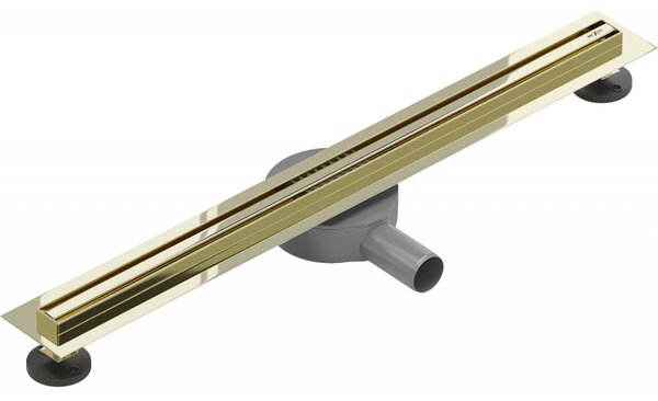 Sifon de duș Mexen plat din oțel inoxidabil cu sifon rotativ 360° 60 cm, model SLIM, auriu, 1541060
