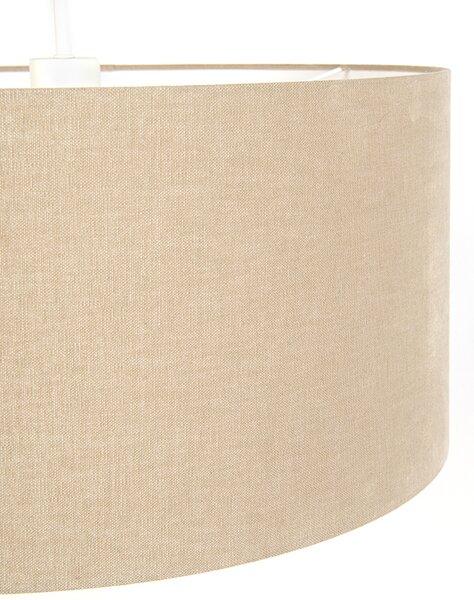 Lampă suspendată rustică albă cu abajur maro deschis 50cm - Combi