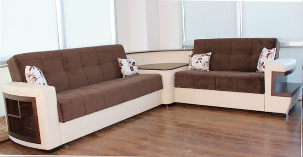 Coltar Extensibil Lima,305x260cm reversibil cu led,maro