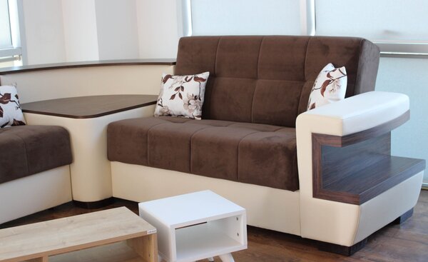 Coltar Extensibil Lima,305x260cm reversibil cu led,maro